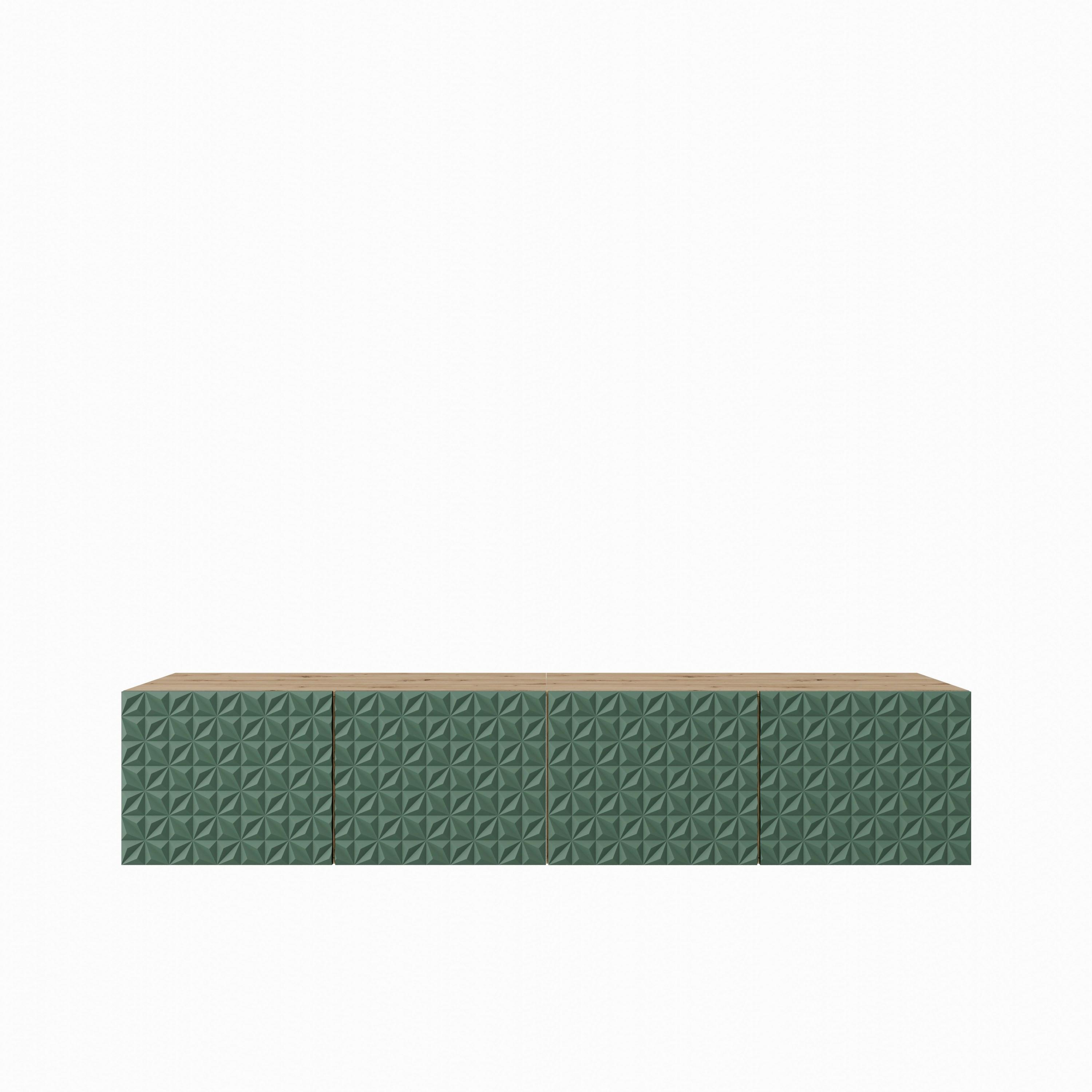 LOWBOARD ROVA 200/41/40 cm, Hängender TV-Schrank Eiche Artisan / Grün - Eiche Artisan/Grün, Holzwerkstoff (200/41/40cm) - MASSENO