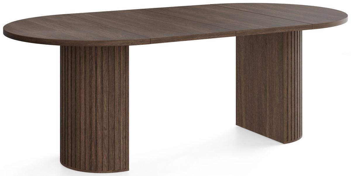 TISCH Rund Norin Ausziehbar 100–188 cm – Säulenfuß mit Lamellen – Dunin Eiche 100/188x100x75 cm - Dunkelbraun/Schwarz, Holzwerkstoff (100/188/75cm) - WFL GROUP