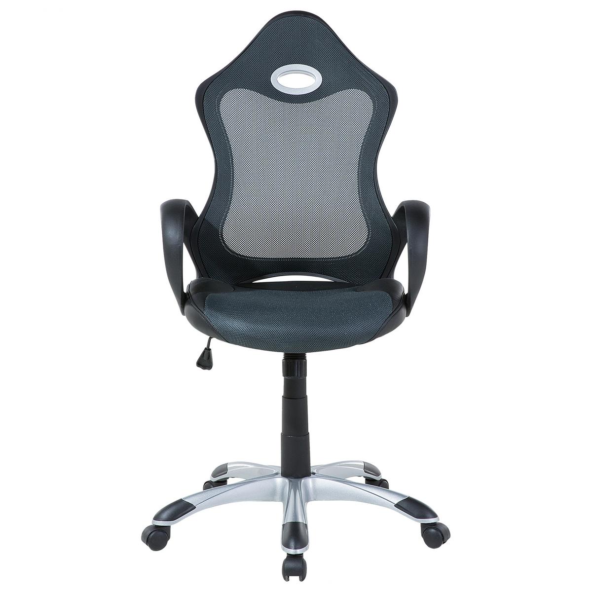 BÜROSTUHL Polyester Graugrün Ichair - Schwarz, Kunststoff/Textil (67/109/67cm) - Beliani