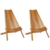 GARTENSTUHL 2er-Set Holz Heller Holzfarbton Bellano - Hellbraun, Holz (88/83/57cm) - Beliani