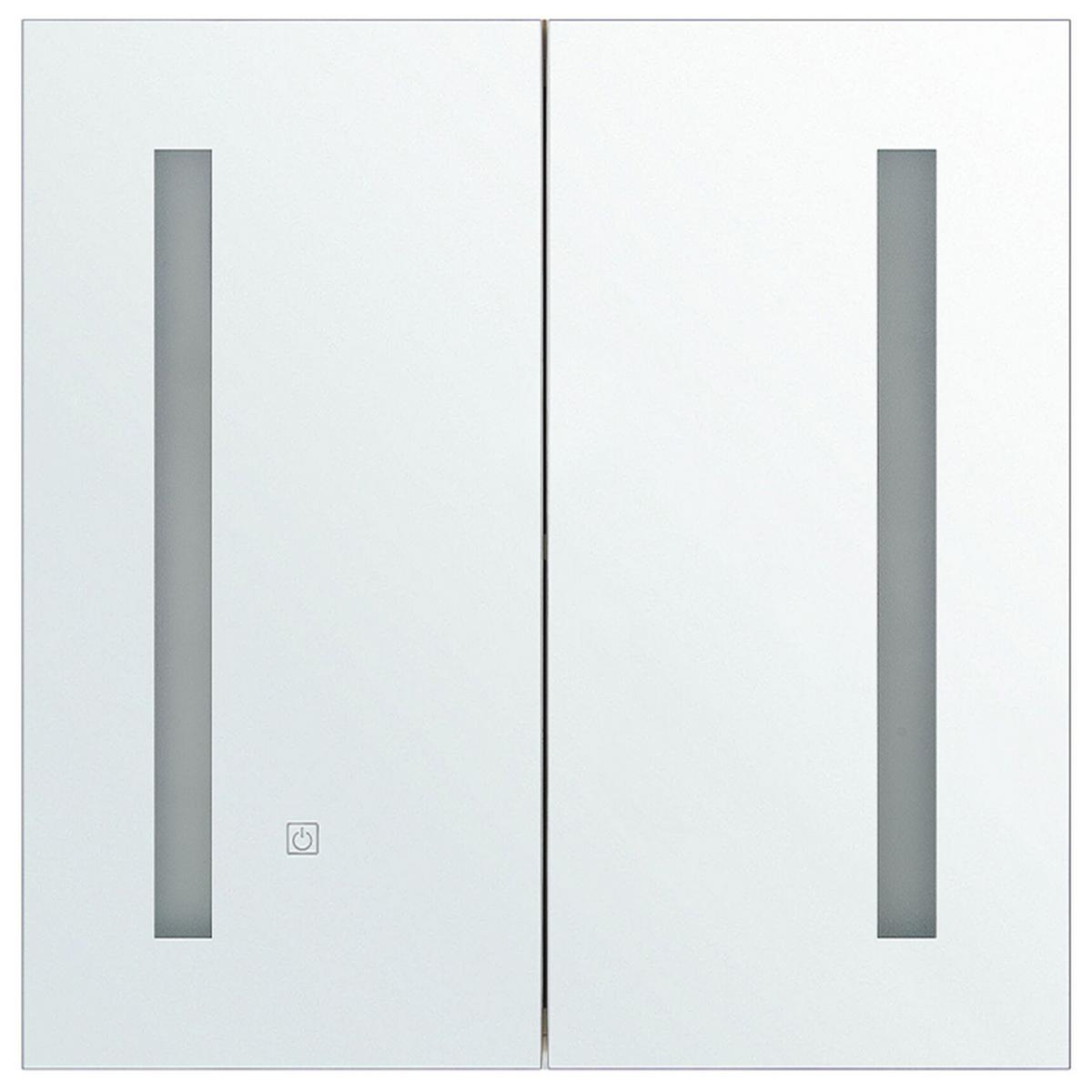 BAD SPIEGELSCHRANK weiß/silber mit LED-Beleuchtung 60/60 cm Chabunco - Silberfarben/Weiß, Holz (60/60/14cm) - Beliani