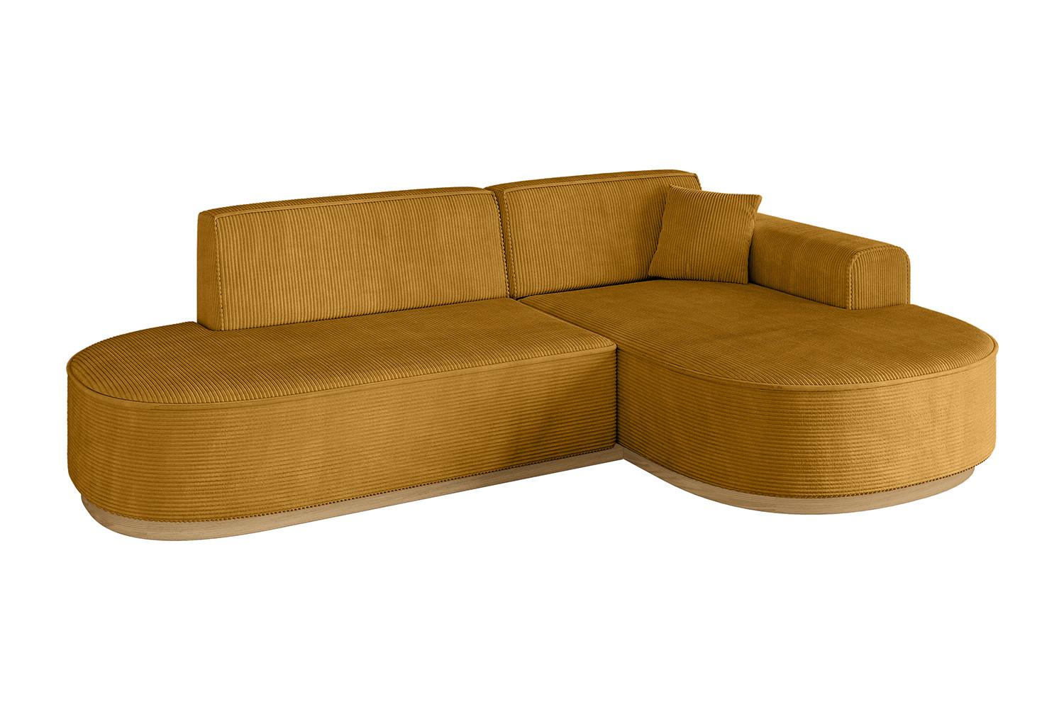 ECKSOFA Ottomane Rechts MARI-L1-v2 - 243x171x83 cm Senfgelb Cord - Gelb, Holzwerkstoff/Textil (171/243cm) - ALTDECOR