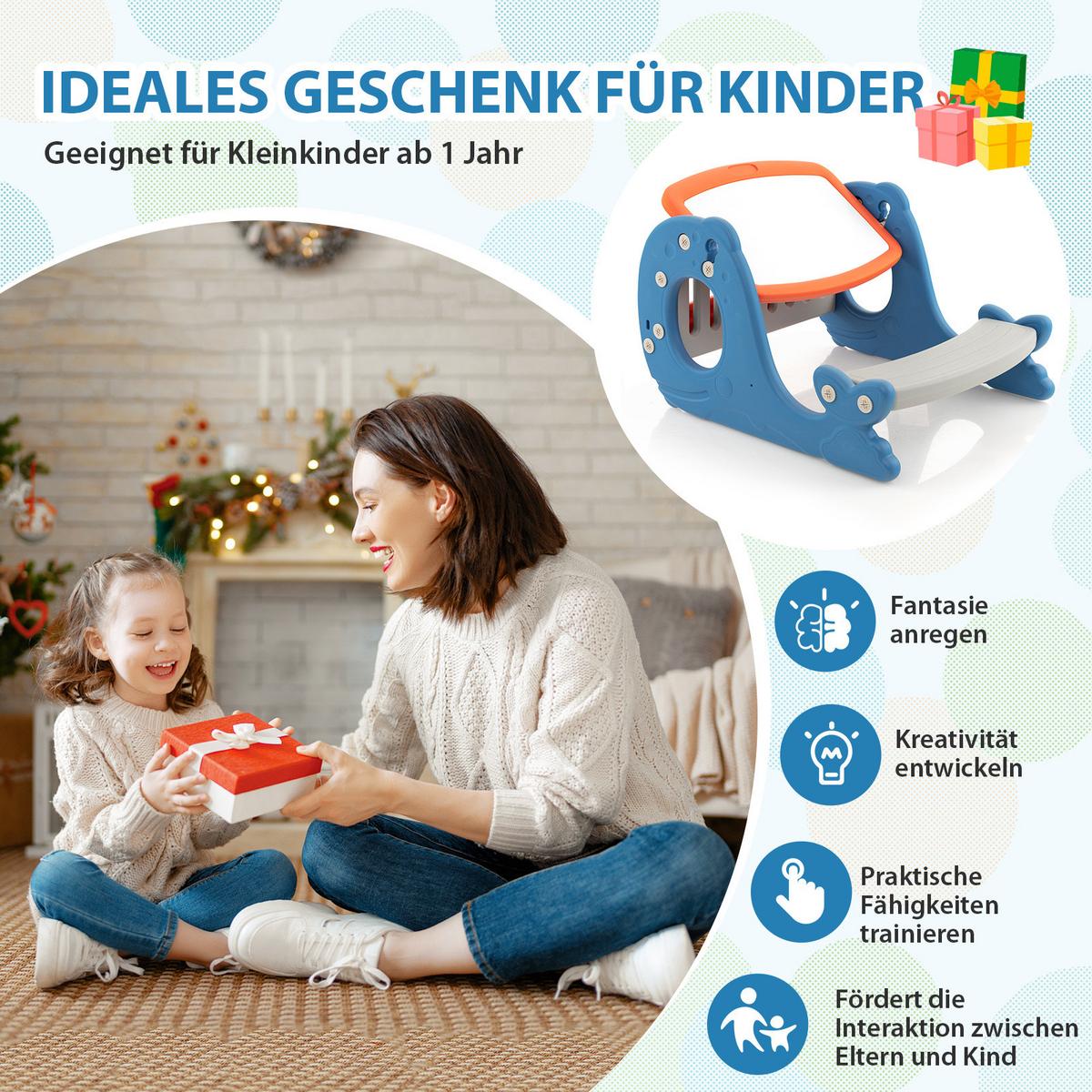 KINDERSTAFFELEI Blau - Blau, Kunststoff (67/39/54cm) - COSTWAY