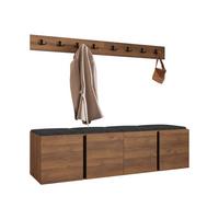 GARDEROBEN-SET Orion VII - Anthrazit/Nussbaumfarben, Holzwerkstoff/Kunststoff (168/42/46cm) - MIRJAN24