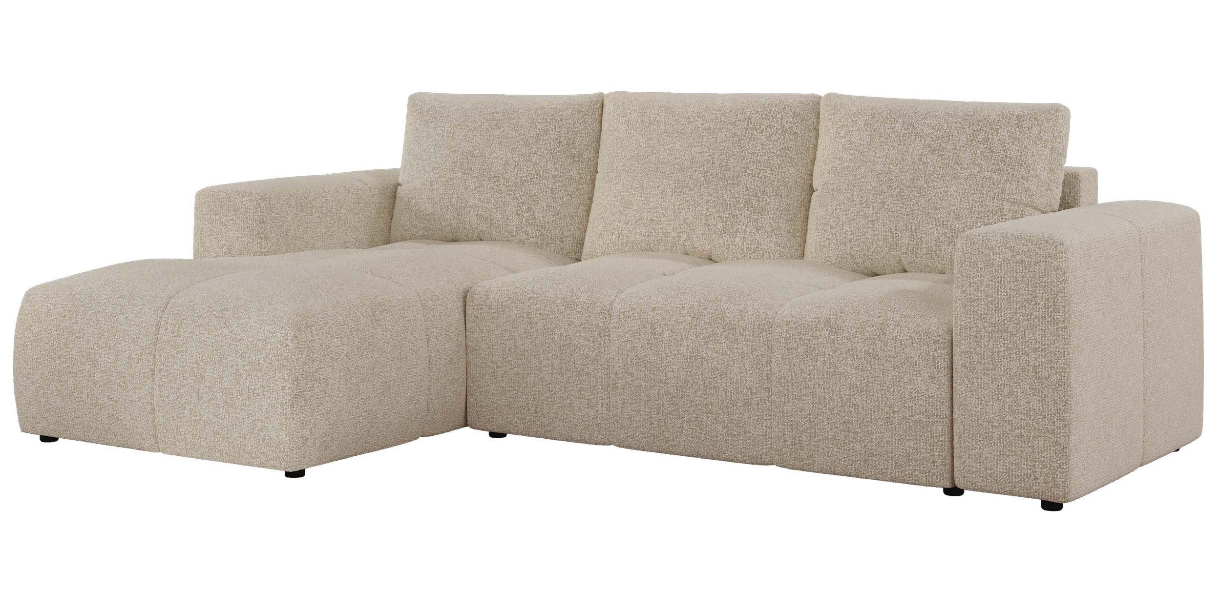 ECKSOFA MONIVA Creme Strukture - Links - Creme/Schwarz, Textil (164/266cm) - MKS