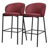 BARHOCKER 2er Set Rot mit Stoffbezug - Rot/Schwarz, Textil/Metall (50/101/54cm) - ML-DESIGN