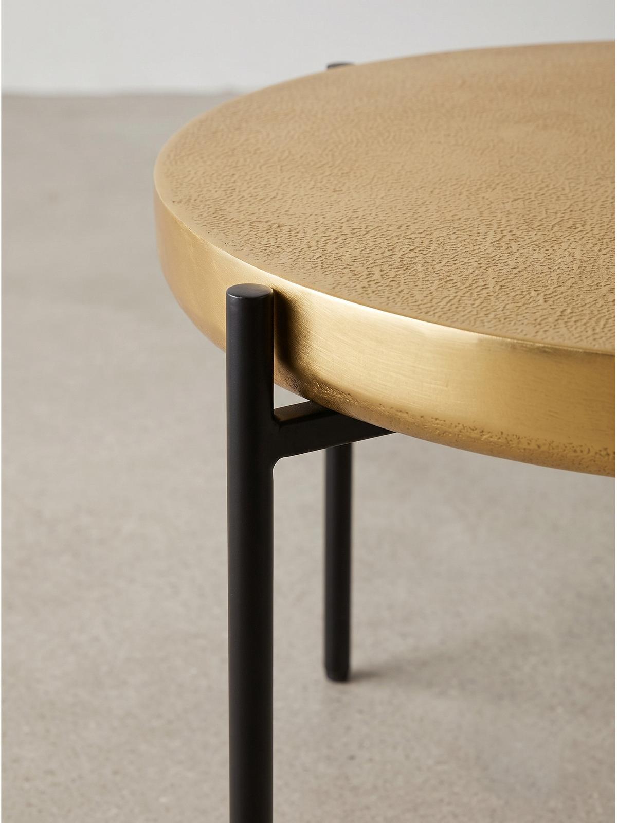 COUCHTISCH BERNALDA, Aluminium, Gold, Ø 63 x 41 cm - Goldfarben/Schwarz, Metall (63/63/41cm) - KADIMA DESIGN