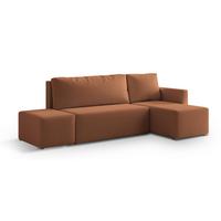 ECKSOFA VELOTTI R-S Kupferfarben Boucle-Stoff mit Schlaffunktion - Kupferfarben, Holz (261/143cm) - MASSENO