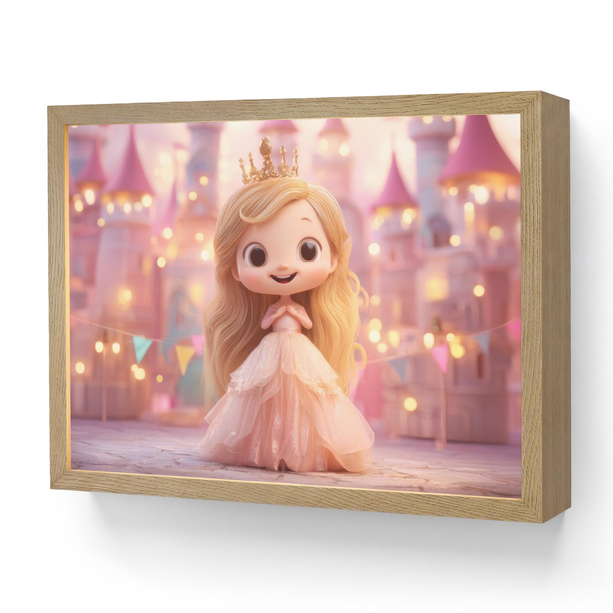 NACHTTISCHLAMPE MIT AKKU Prinzessin - Rosa - Schloss 40x30 cm - Rosa, Holzwerkstoff (8/40/30cm) - OnlyWow