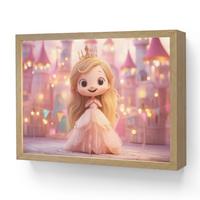 WANDLEUCHTE MIT AKKU Prinzessin - Rosa - Schloss 40x30 cm - Rosa, Holzwerkstoff (40/30/8cm) - OnlyWow