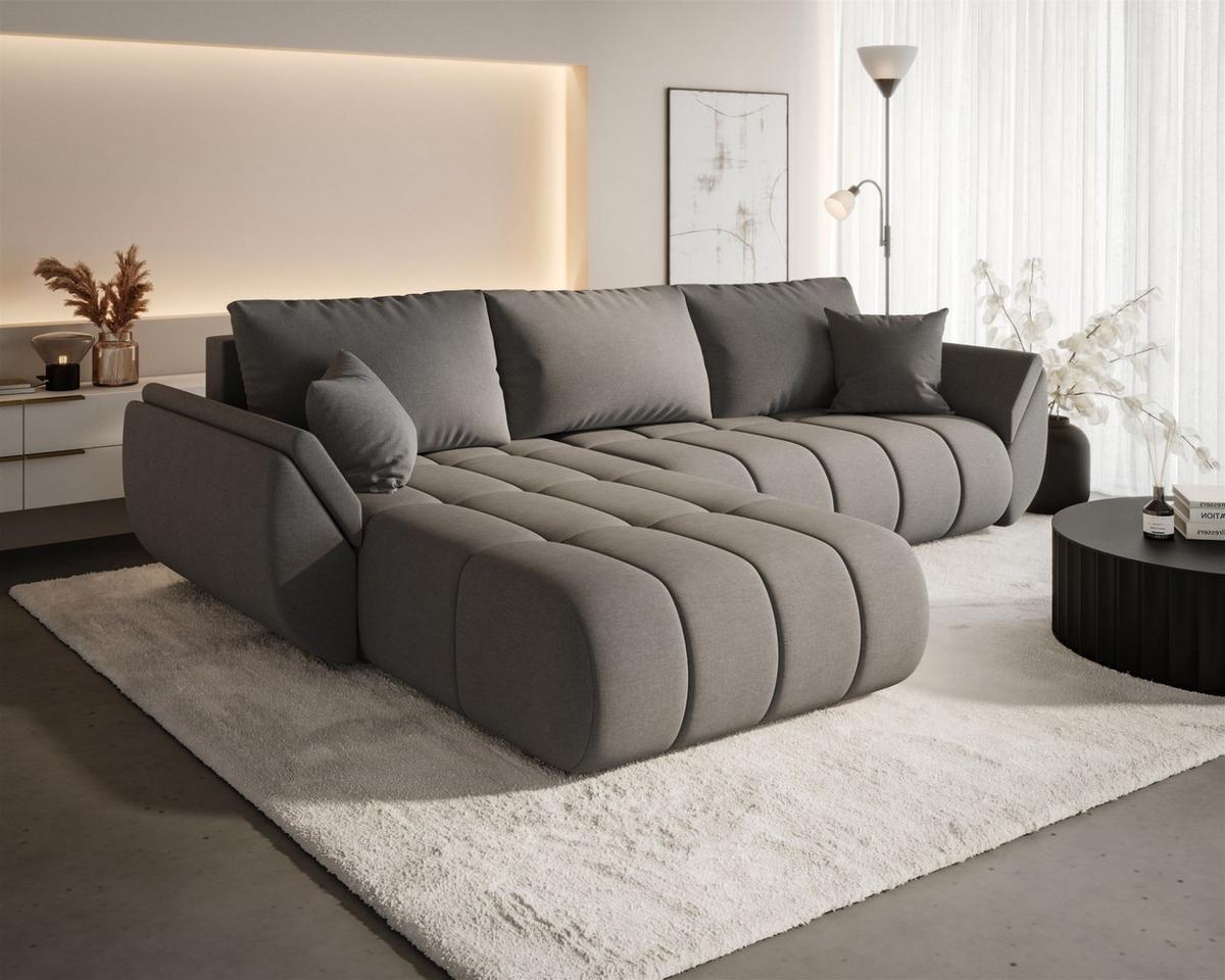 ECKSOFA Misato In Wind - Dunkelgrau, Holzwerkstoff/Textil (175/280cm) - Fun Möbel