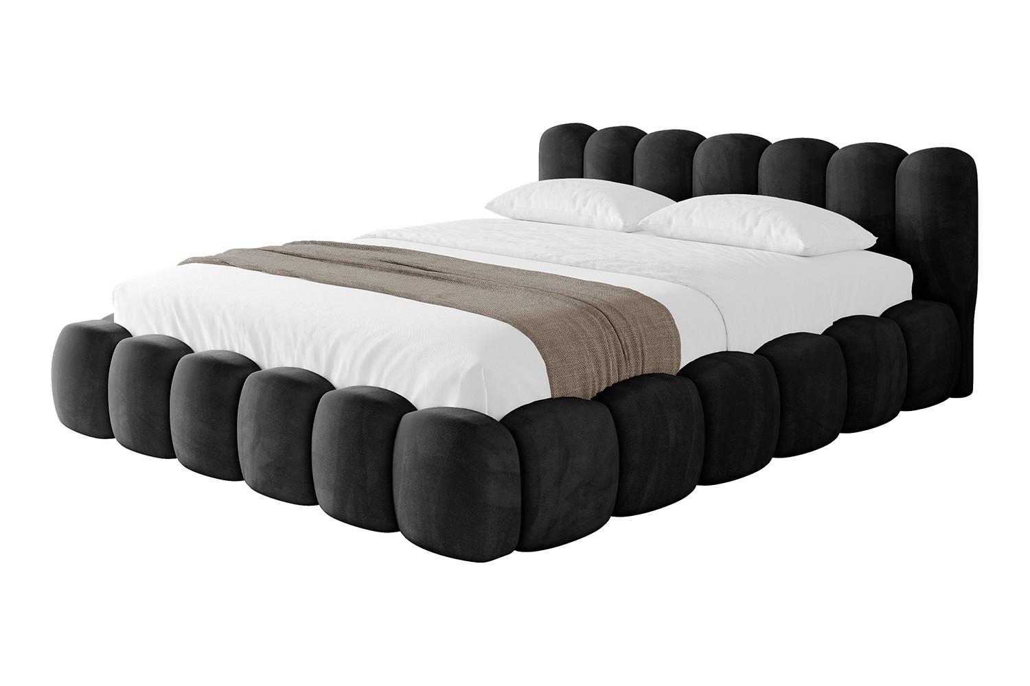 POLSTERBETT mit Bettkasten und Lattenrost, Bett mit Matratze H3/H4 - SENA-v1 180x200 Schwarz - Schwarz, Holzwerkstoff/Textil (180/200cm) - ALTDECOR