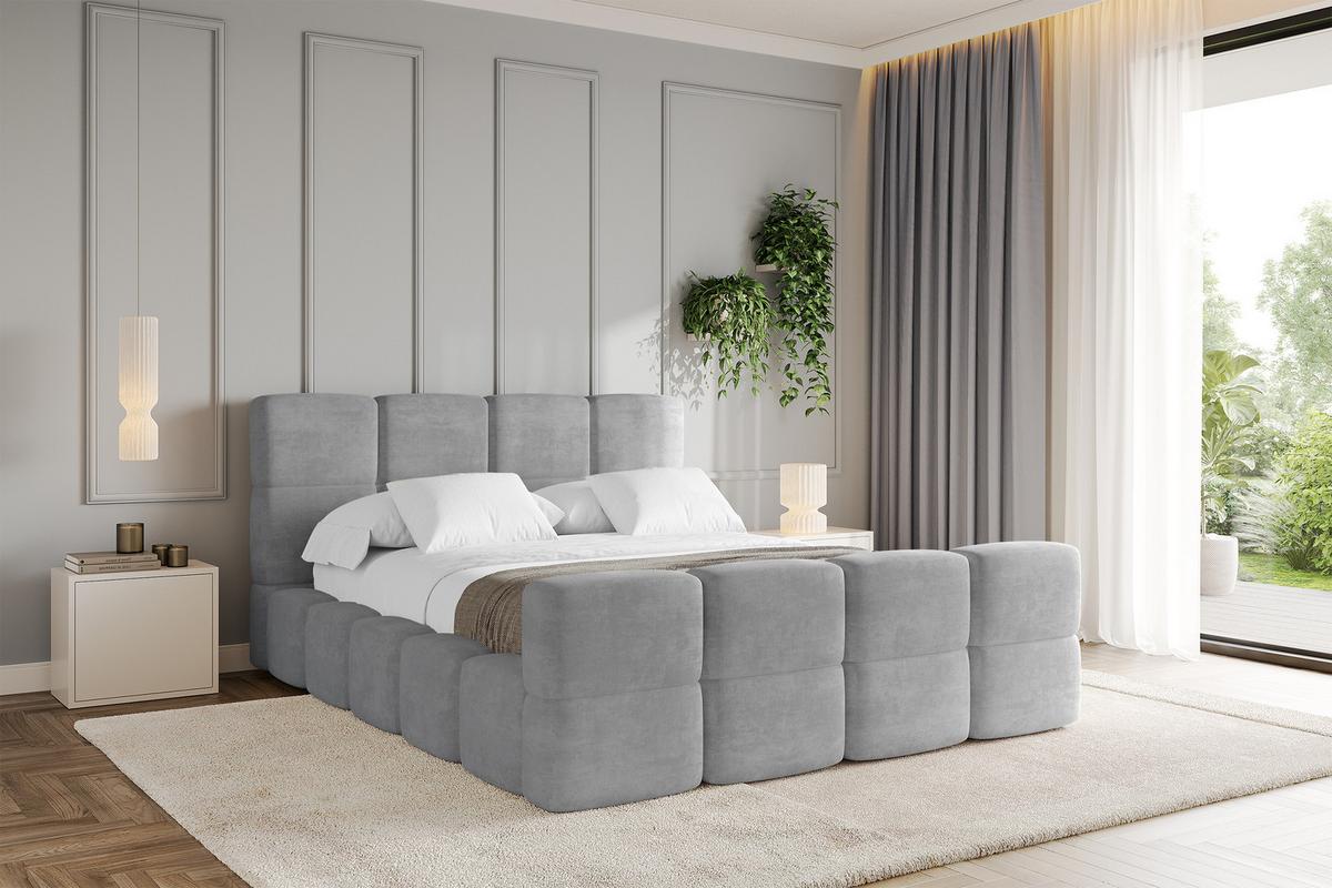 POLSTERBETT mit Bettkasten und Lattenrost, Bett mit Matratze H3/H4, Kopfteil, Boxbett, Doppelbett mit Stauraum - NATA-Z 120x200 Grau - Anthrazit, Holzwerkstoff/Textil (120/200cm) - ALTDECOR