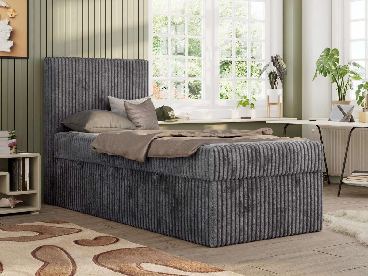 JUGENDBETT TILIO 90/200 - Grau - H3 - Links Seite - Grau, Textil (90/200cm) - MKS