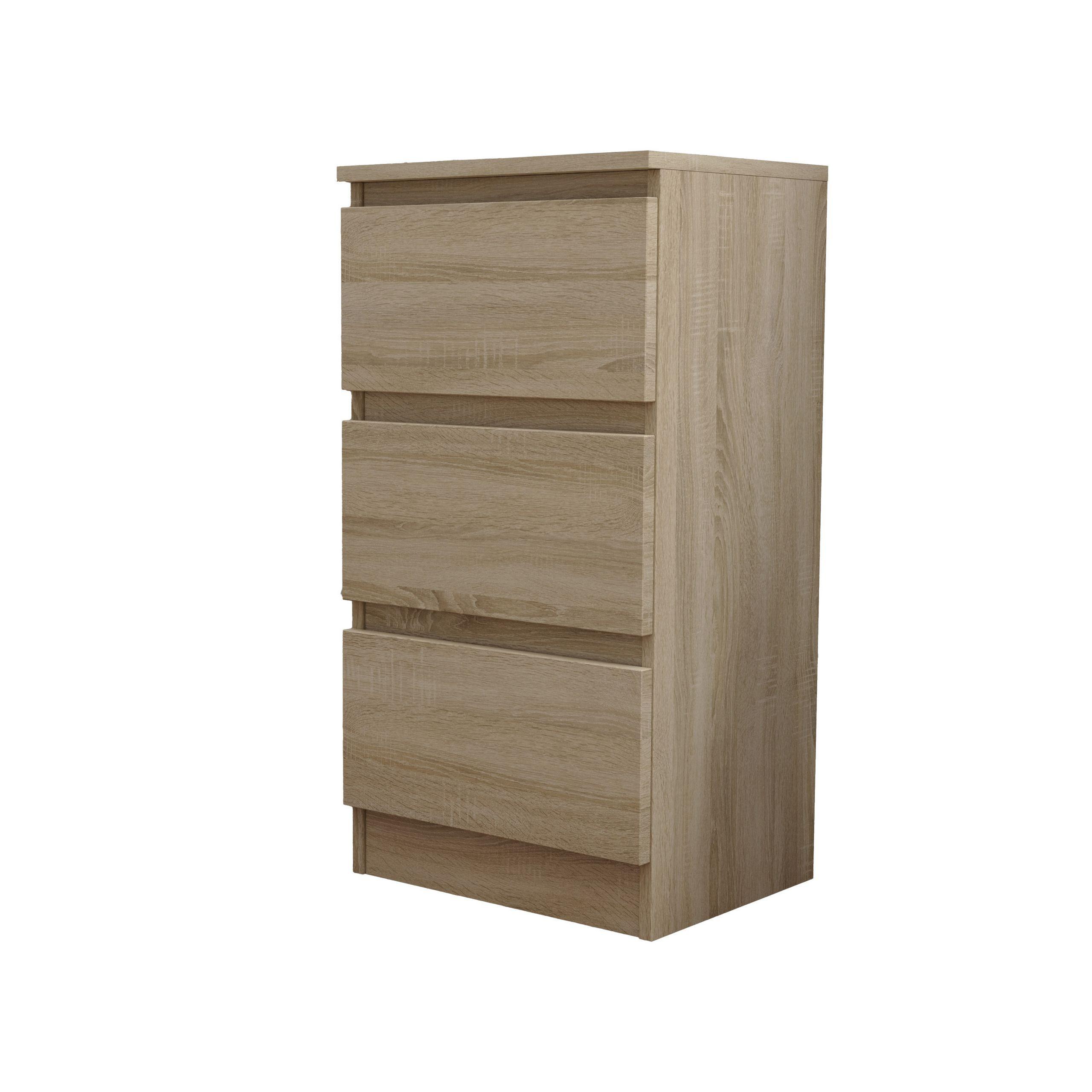 KOMMODE ALLEGRA 40/72/33 cm mit 3 Schubladen Sonoma Eiche - Sonoma Eiche, Holzwerkstoff (40/72/33cm) - MASSENO