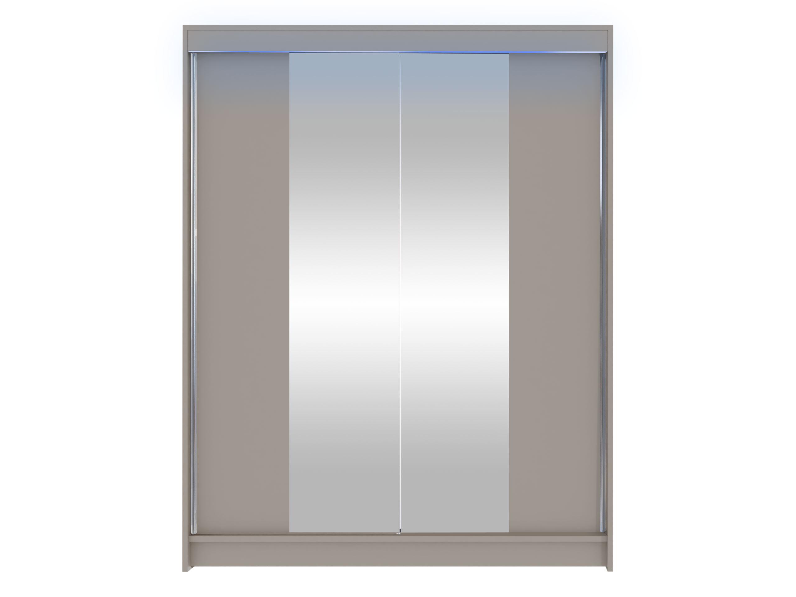SCHWEBETÜRENSCHRANK Camino II mit RGB LED Beleuchtung - Kaschmir/Silberfarben, Holzwerkstoff/Metall (150/200/58cm) - MIRJAN24