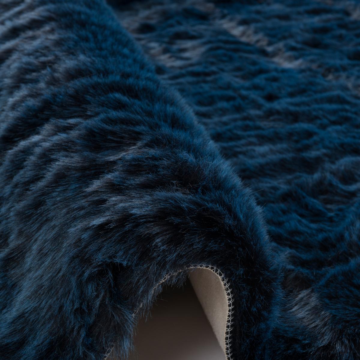 LUXUS SUPER SOFT FELLTEPPICH ASPEN RUND MELIERT - Dunkelblau, Textil (160/160cm) - Pergamon