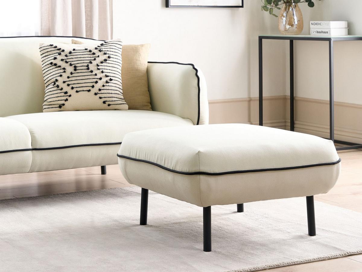 OTTOMANE Hellbeige Tonsberg - Beige/Schwarz, Textil (68/42/68cm) - Beliani