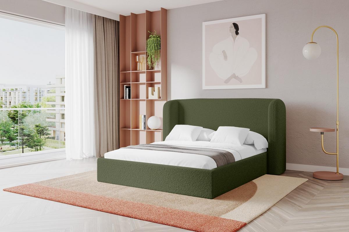 POLSTERBETT mit Bettkasten und Lattenrost, Boxbett ohne Matratze - ESTI 140x200 Grün - Grün, Holzwerkstoff/Textil (140/200cm) - ALTDECOR
