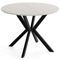 ESSTISCH Valio rund oval ausziehbar verlängerbar mit schwarzen Metallbeinen, Kaschmir 100-140/100/76 cm - Kaschmir/Beige, Holzwerkstoff/Metall (100/140/76cm) - WFL GROUP