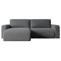 ECKSOFA mit Schlaffunktion und Bettkasten KLEEA-L - 247x143x83 cm Dunkelgrau Cord - Dunkelgrau/Schwarz, Holzwerkstoff/Kunststoff (247/143cm) - ALTDECOR