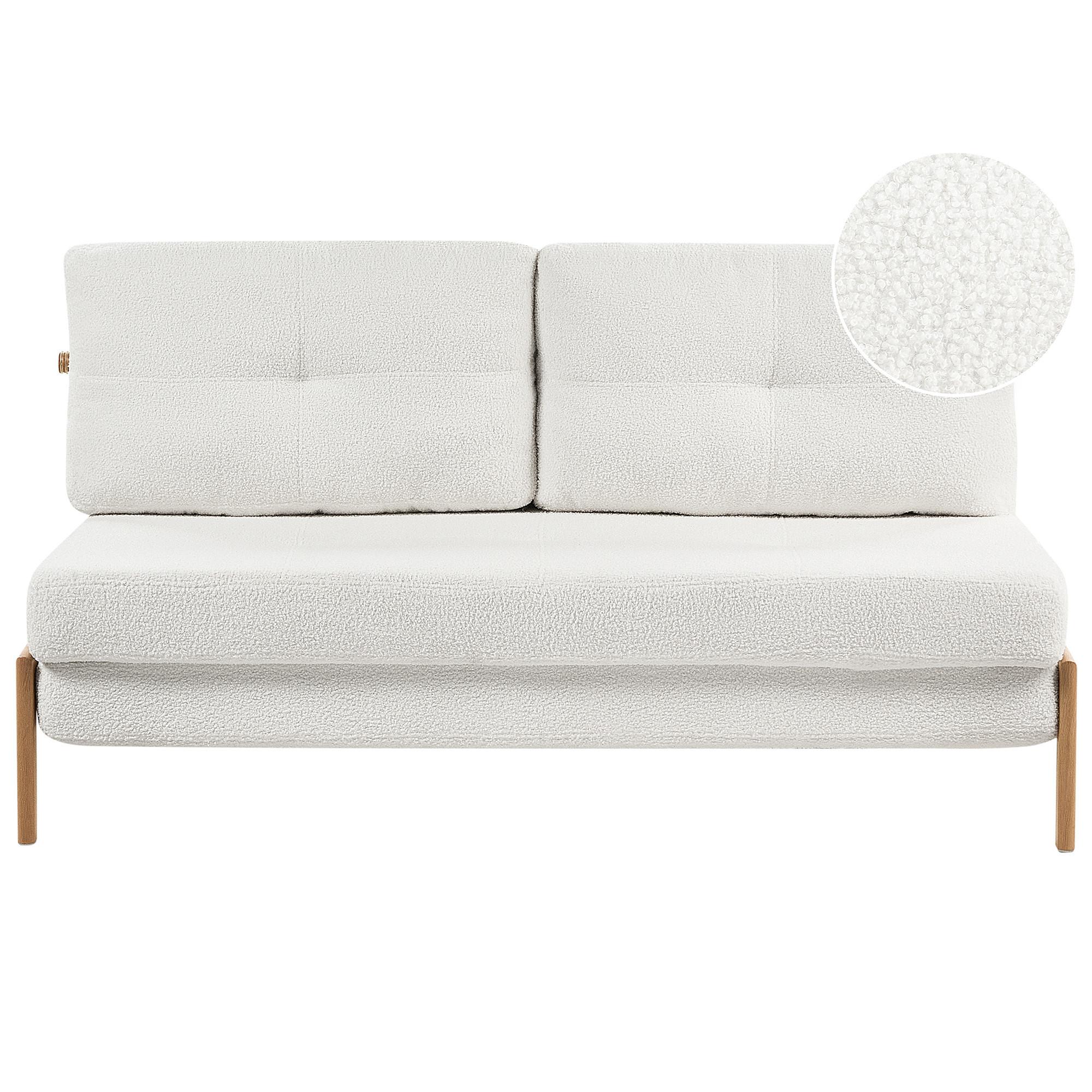 2-SITZER-SCHLAFSOFA Bouclé Cremeweiß Edland - Hellbraun/Creme, Textil (152/76/94cm) - Beliani