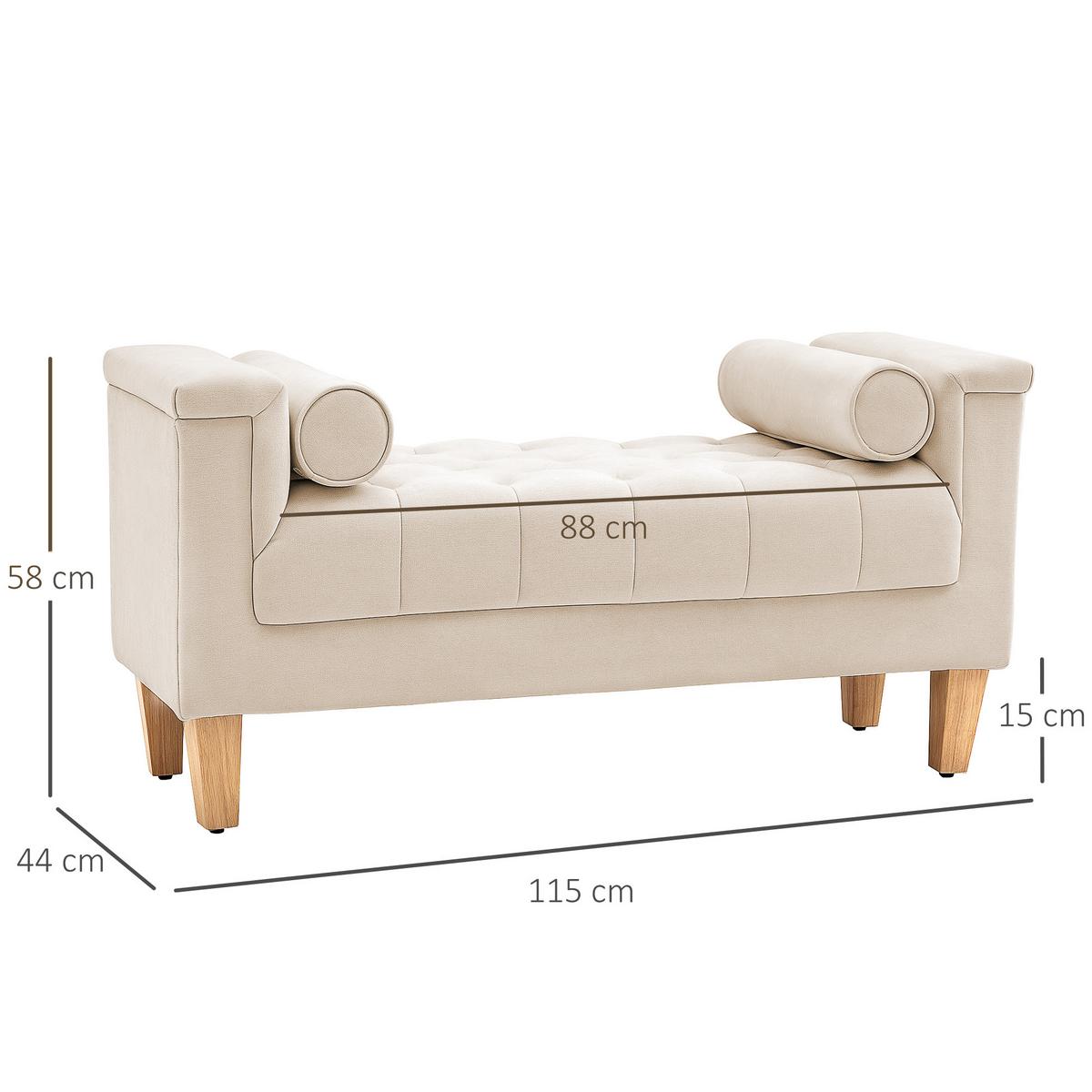 POLSTERBANK mit Chenille-Bezug, Armlehne, 115 x 44 x 58 cm Beige - Beige, Textil (44/58/115cm) - HOMCOM