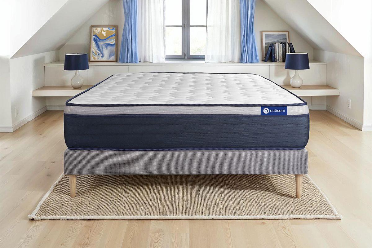 BETT Actilatex max Latex und Memory-Schaum 80 x 200 cm h3 - Kit Bettgestell Grau - Beige/Grau, Karton/Holz (80/200cm) - ACTISOM