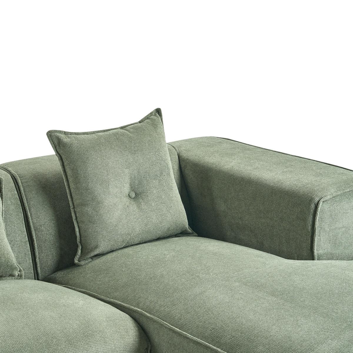 ECKSOFA 3-Sitzer Chenillegewebe Dunkelgrün linksseitig Dolva - Schwarz/Grün, Textil (294/170cm) - Beliani