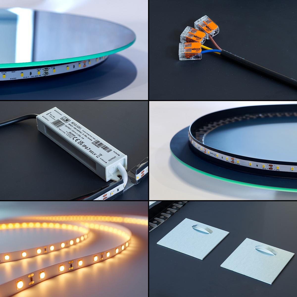 LED SPIEGEL 60 x 100 cm Unregelmäßige Form Warmweiß 3000K - Gelb, Glas (60/100/0.4cm) - TULUP