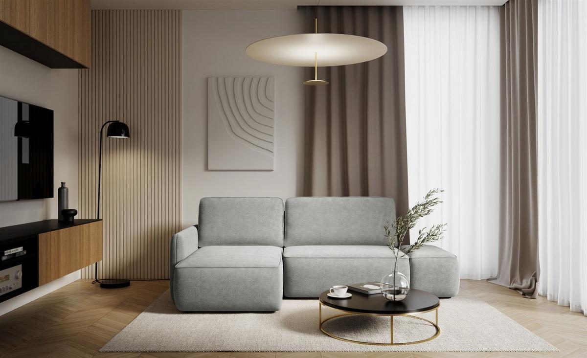 ECKSOFA Luka Mit Schlaffunktion - Hellgrau, Holzwerkstoff/Textil (229/148cm) - Fun Möbel