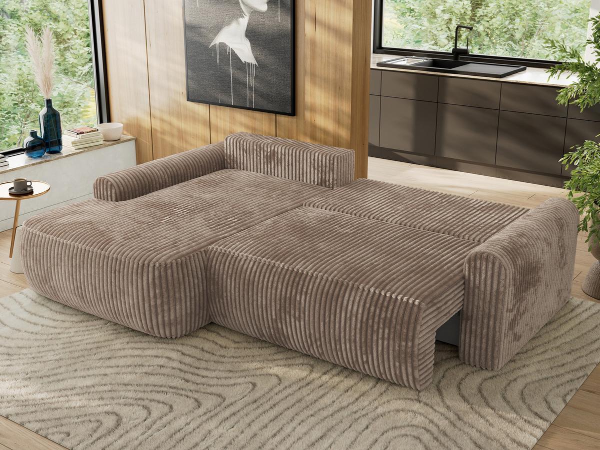 ECKSCHLAFSOFA CUBO L Braun Cord - links - Schwarz/Braun, Kunststoff/Textil (273/187cm) - MKS