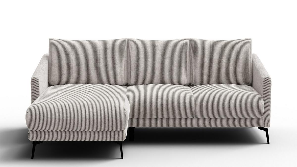 ECKSOFA VILT 3-Sitzer, perlweiß - Schwarz/Weiß, Holzwerkstoff/Textil (221/156cm) - Wozimo