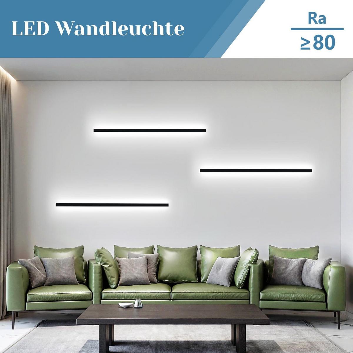 LED - WANDLEUCHTE Wogthar 4.0/100.0/2.5 cm - Schwarz, Metall (4/100/2.5cm) - ZMH