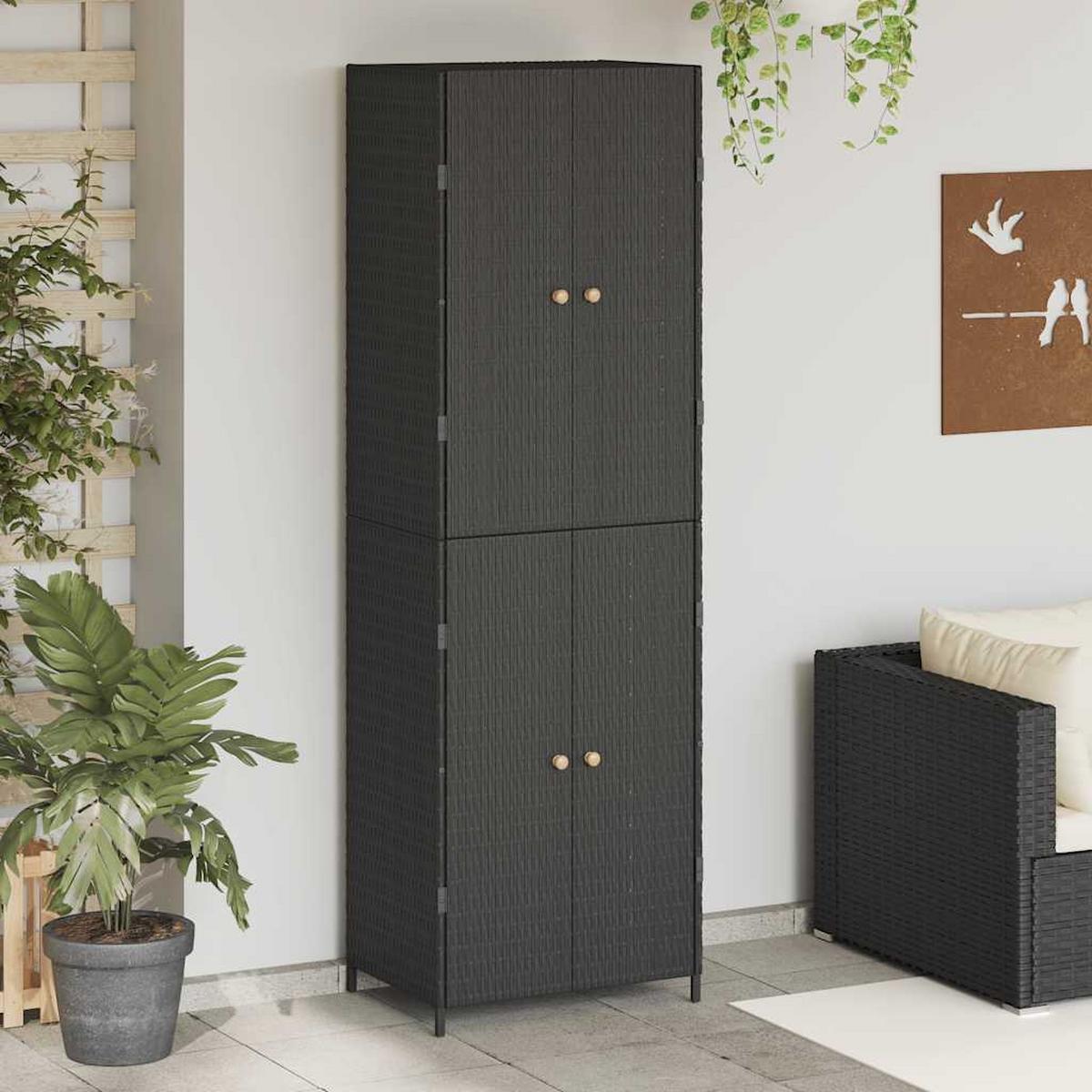 GARTENSCHRANK Howard 59/40/180 cm - Schwarz, Holzwerkstoff (59/180/40cm) - Nettlife