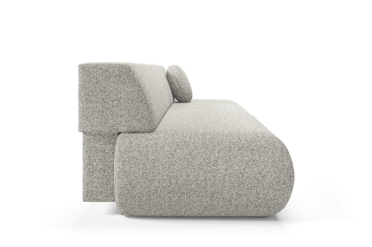 BETTSOFA DELTA Hellgrau Geflochtener Stoff mit Schlaffunktion - Hellgrau, Holz (214/74/100cm) - MASSENO