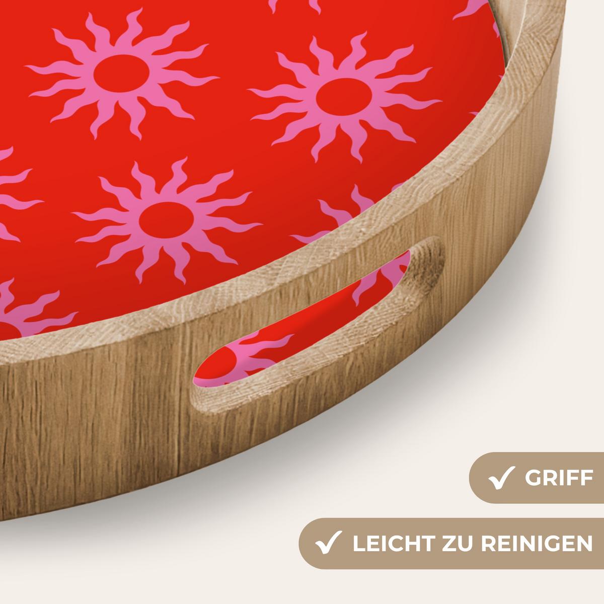 TABLETT Sonnen - Rot - Rosa - Muster - Sommer 40x40 cm - Rot, Holz (40/5/5cm) - OnlyWow