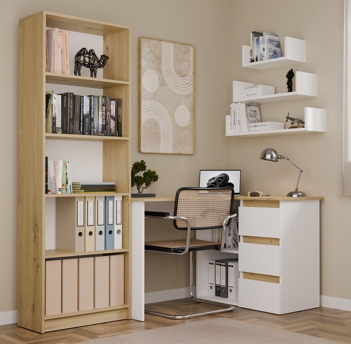 SCHREIBTISCH Weiß, Artisan Eiche 120/75/49 - Weiß/Eiche Artisan, Holzwerkstoff (90/50/75cm) - RAUMHIRSCH FURNITURE