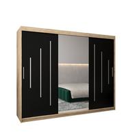 SCHWEBETÜRENSCHRANK 200/250/62 3-türig - Silberfarben/Schwarz, Holz/Kunststoff (250/200/62cm) - Abiks Möbel