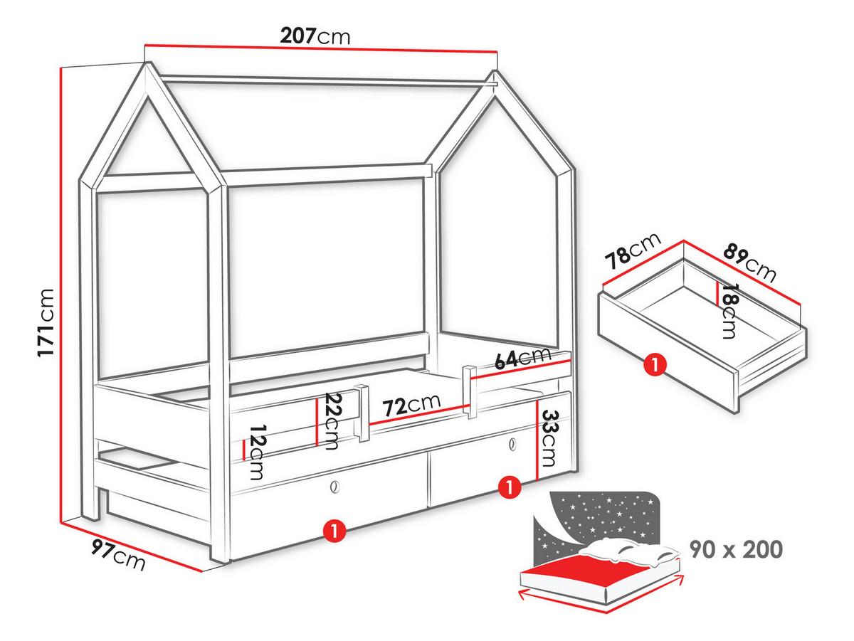 HAUSBETT Naomi - Olivgrün, Holz (90/200cm) - MIRJAN24
