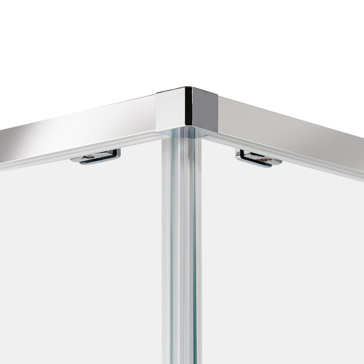 DUSCHKABINE 80/80/185 cm Silber Tela - Transparent/Silberfarben, Glas (80/80/185cm) - Beliani