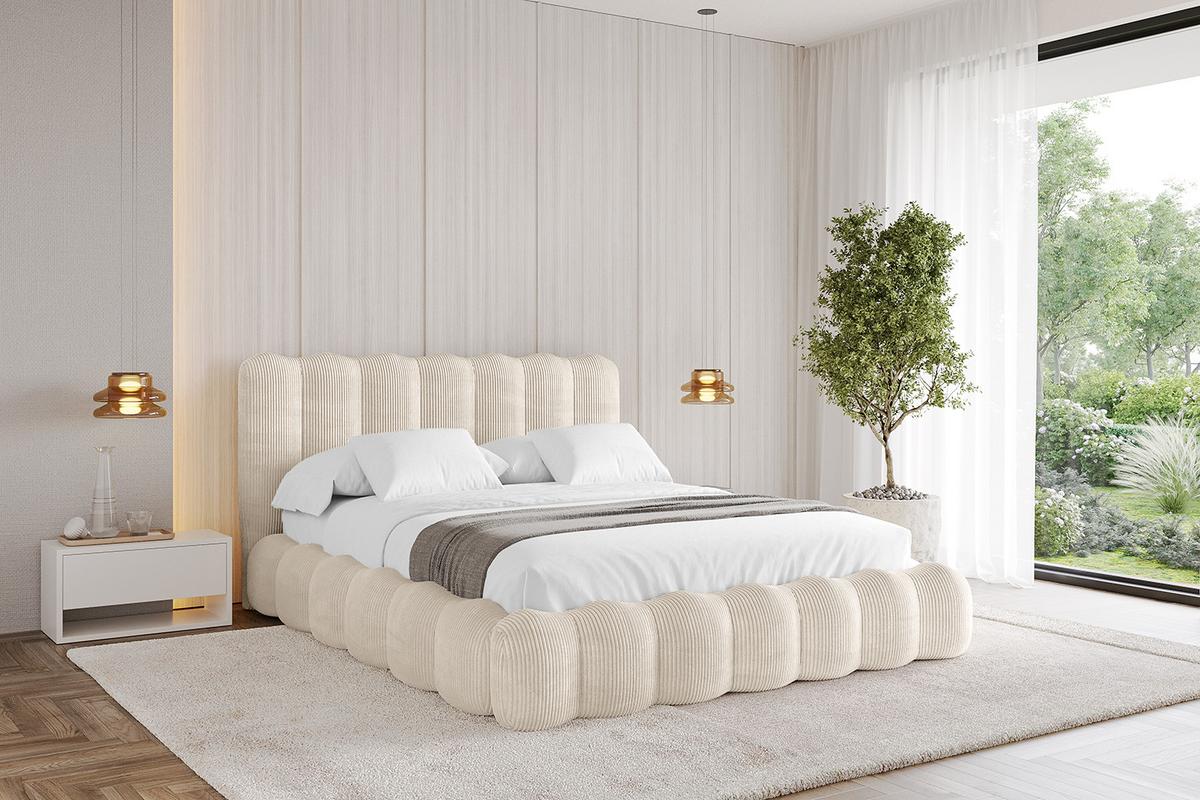 POLSTERBETT mit Bettkasten und Lattenrost, Boxbett ohne Matratze - SORA 180x200 Beige - Creme, Holzwerkstoff/Textil (180/200cm) - ALTDECOR