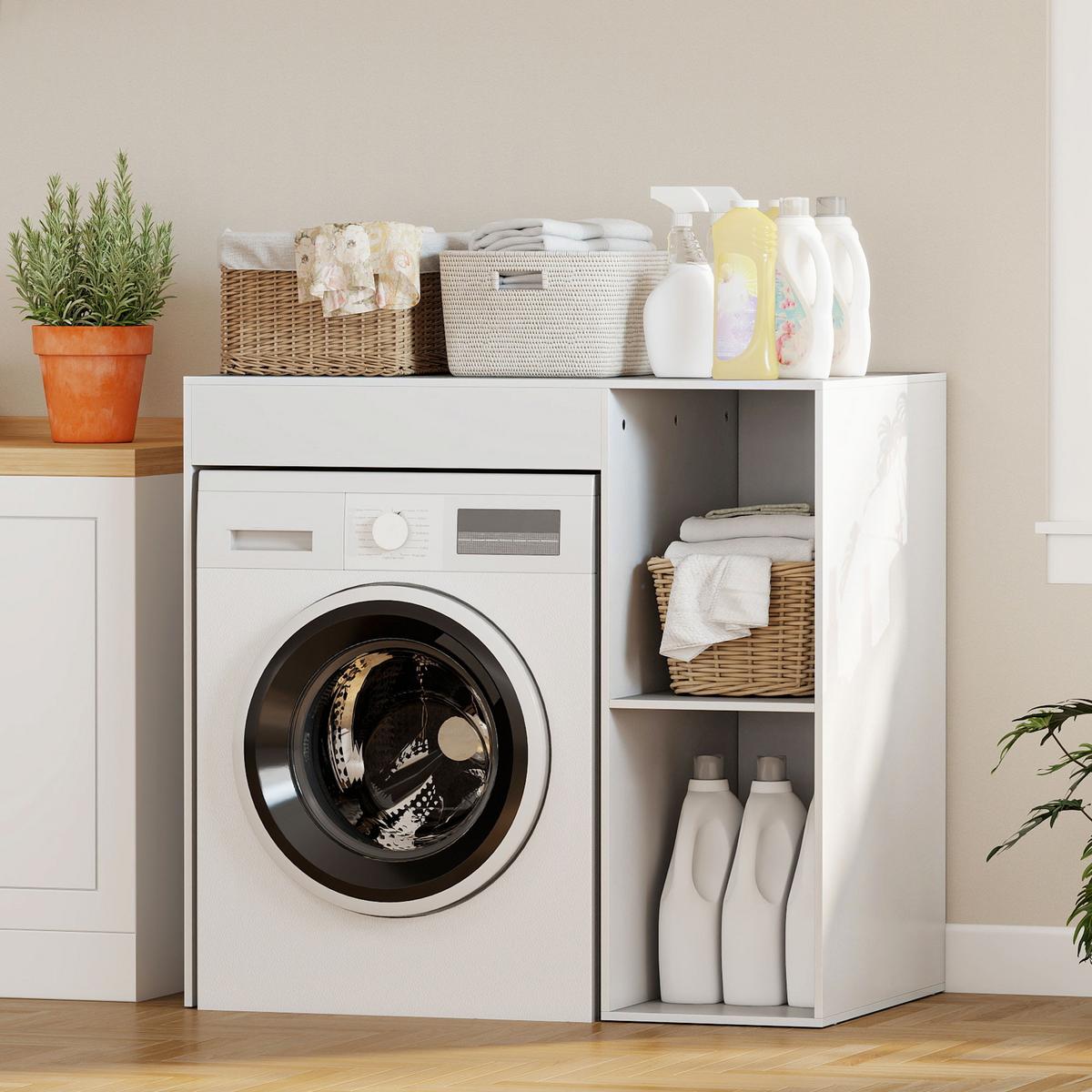 WASCHMASCHINENSCHRANK Spanplatte Weiß - Weiß, Holzwerkstoff (60/90.5/96cm) - HOMCOM