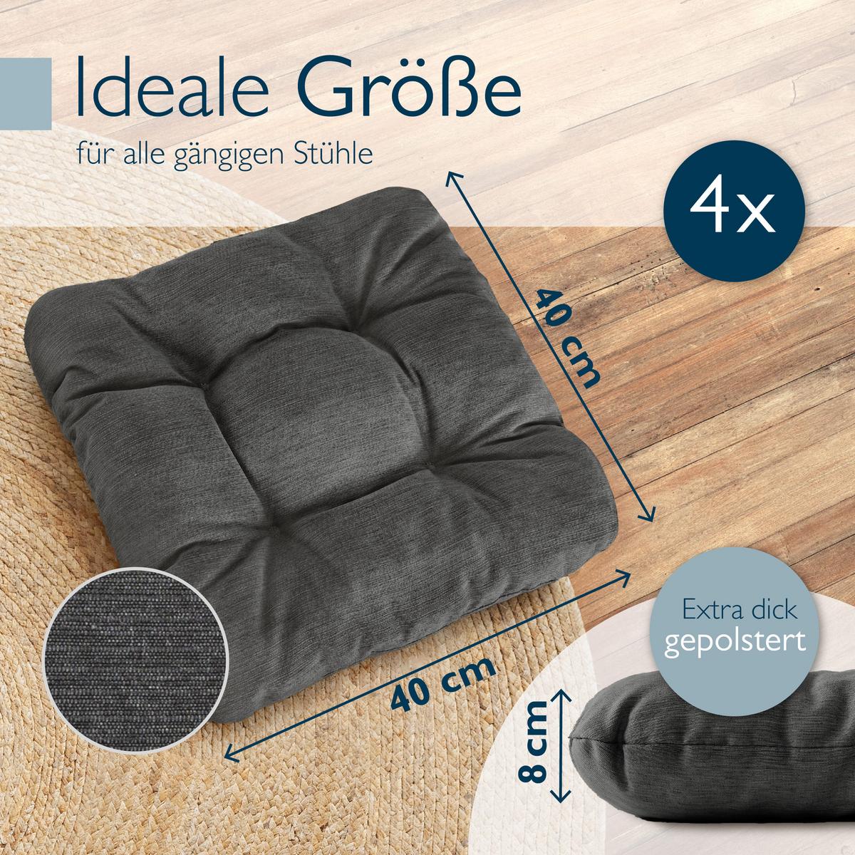 STUHLKISSEN HighLux SK 40x40x8cm Anthrazit (4tlg) - Anthrazit, Textil (40/40cm) - Beautissu 