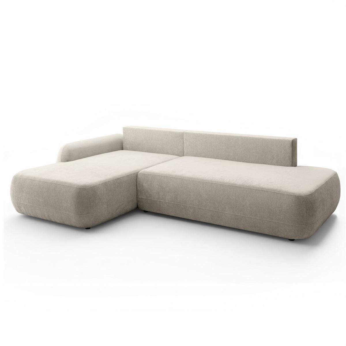 ECKSOFA GOYA mit Schlaffunktion und Bettkasten, Linke, Perfect Harmony 04 - Ecru, Textil (184/302cm) - Lookway