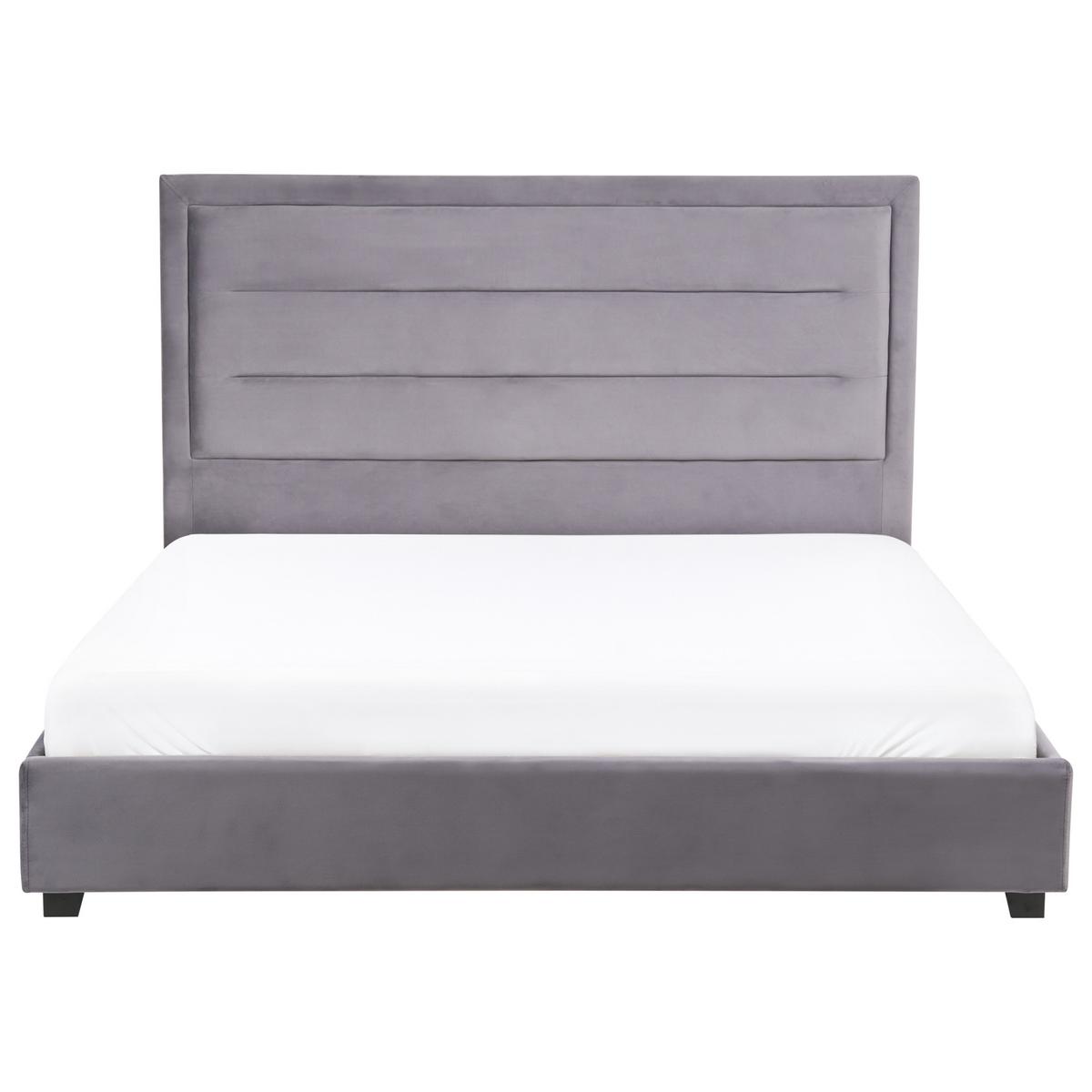 BETT mit Lattenrost 160/200 cm Dunkelgrau Rouen - Dunkelgrau/Schwarz, Textil (160/200cm) - Beliani