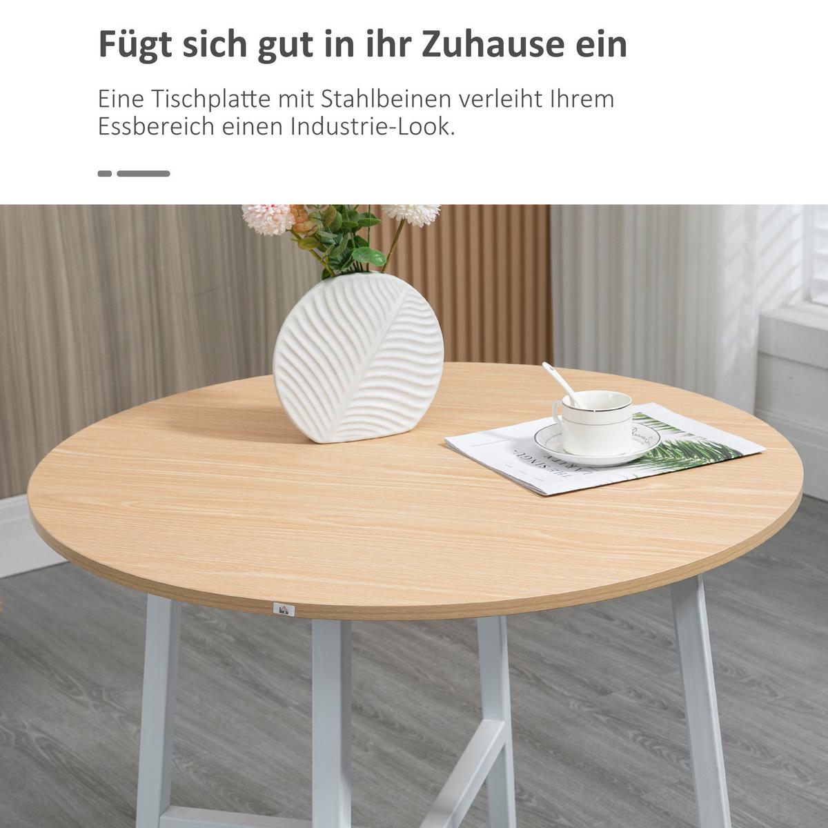 ESSZIMMERTISCH Esstisch Küchentisch für 4 Personen für Esszimmer, Küche, Braun - Naturfarben, Metall (80/80/76cm) - HOMCOM