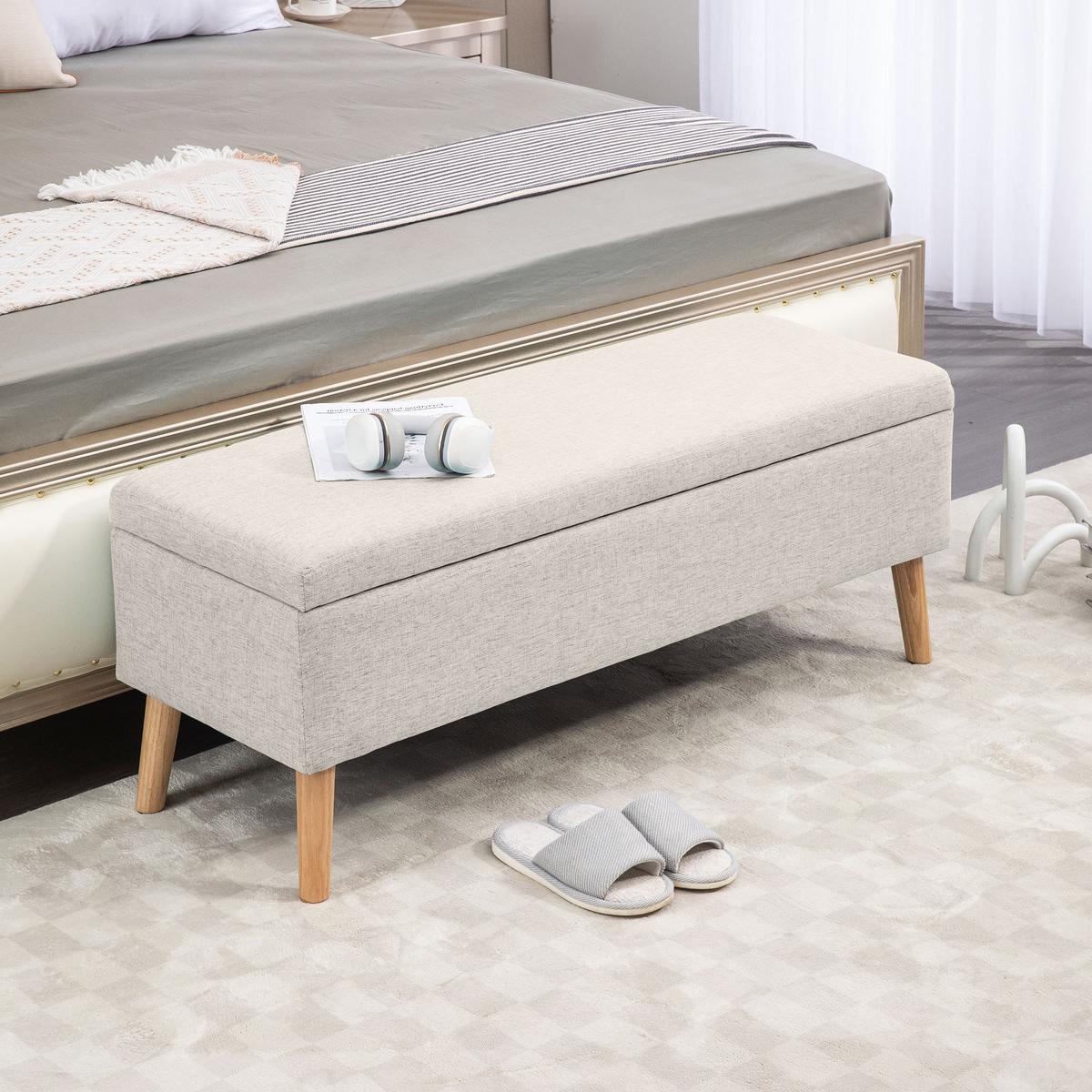TRUHENBANK scandinavia Polyester Holz Beige - Beige, Kunststoff (39/45/110cm) - HOMCOM