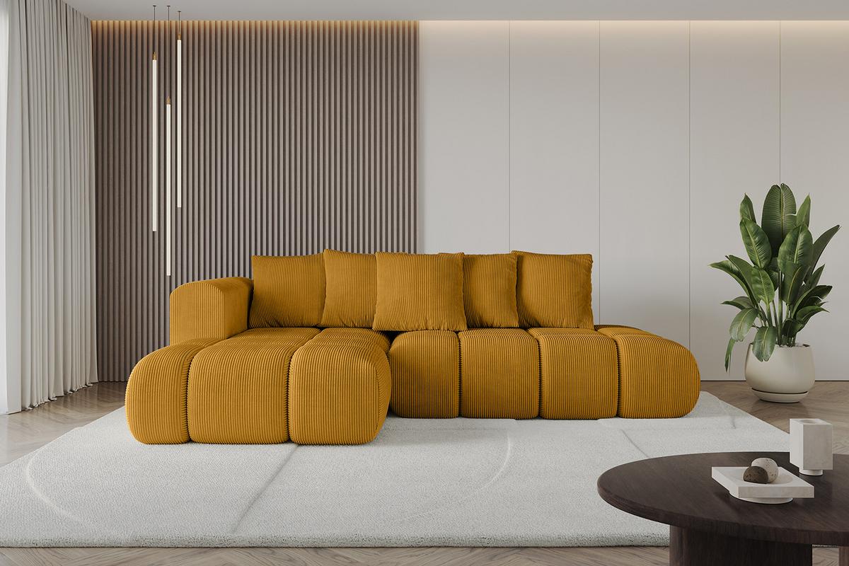 ECKSOFA Ottomane Links CLOUD-L-v1 280x185x90 Senfgelb Cord - Currygelb, Holzwerkstoff/Kunststoff (180/289cm) - ALTDECOR