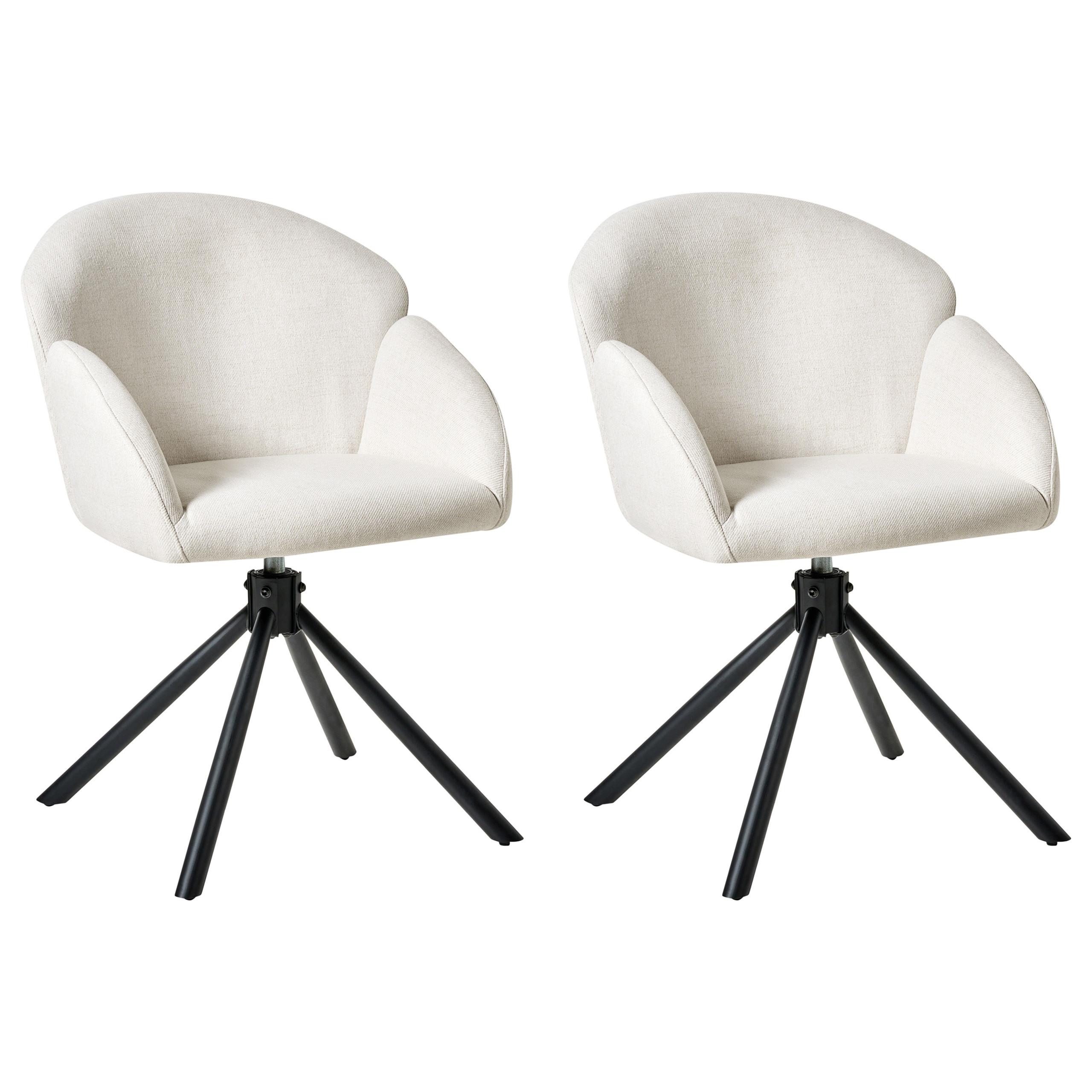 ESSZIMMERSTUHL 2er-Set Cremeweiß Maybee - Schwarz/Weiß, Textil (52/79/71cm) - Beliani